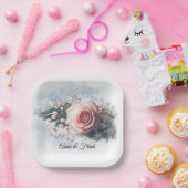 Jubileum Roze Roos Op Pianotoetsen Papieren Bordje (Feest)