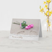 Jubileum roze rozen op strand kaart (Gele Bloem)