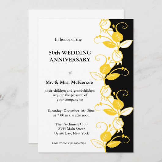 Jubileum Rozen (geel) Kaart (Voorkant / Achterkant)