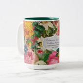 Jubileum ROZEN voor trouwdag - Herdenkingsteken Tweekleurige Koffiemok (Voorkant links)