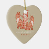 Jubileum Rust Red en ivory Foxes Keramisch Ornament (Rechts)