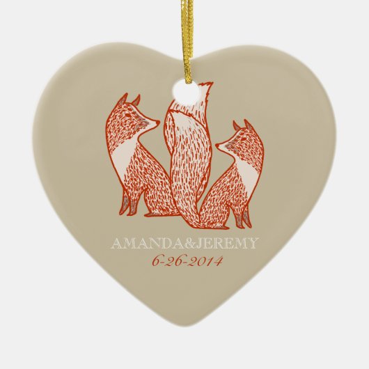 Jubileum Rust Red en ivory Foxes Keramisch Ornament (Voorkant)