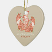 Jubileum Rust Red en ivory Foxes Keramisch Ornament (Links)