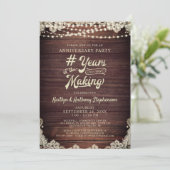 Jubileum Rustic Wood String Lights Ivory Lace I Kaart (Staand voorkant)