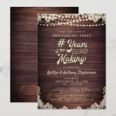 Jubileum Rustic Wood String Lights Ivory Lace I Kaart (Voorkant / Achterkant)