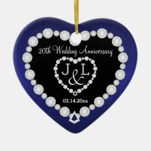 Jubileum Sapphire Blue DIY-tekst Keramisch Ornament