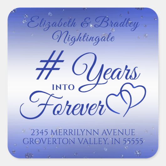 Jubileum Sapphire YEARS IN FOREVER Vierkante Sticker (Voorkant)