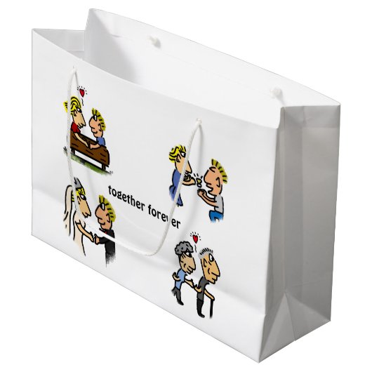 Jubileum Schattige paar 🎉 Samen ouder worden Cart Groot Cadeauzakje (Voorkant Gekanteld)