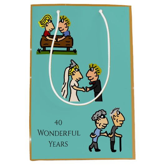 Jubileum Schattige paar 🎉 Samen ouder worden Cart Medium Cadeauzakje (Voorkant)