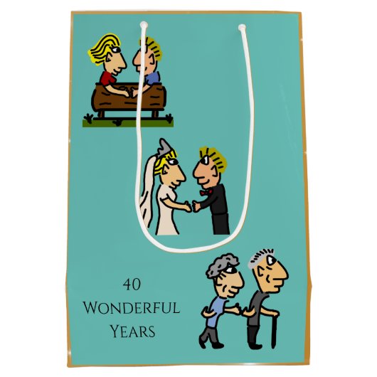 Jubileum Schattige paar 🎉 Samen ouder worden Cart Medium Cadeauzakje (Achterkant)