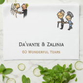 Jubileum Schattige paar 🎉 Samen ouder worden Cart Theedoek (Gevouwen)