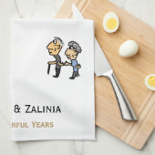 Jubileum Schattige paar 🎉 Samen ouder worden Cart Theedoek (Quarter Fold)