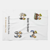 Jubileum Schattige paar 🎉 Samen ouder worden Cart Theedoek (Horizontaal)