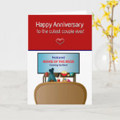 Jubileum, Schattigee paar ontspannen tv kijken Kaart (Gele Bloem)