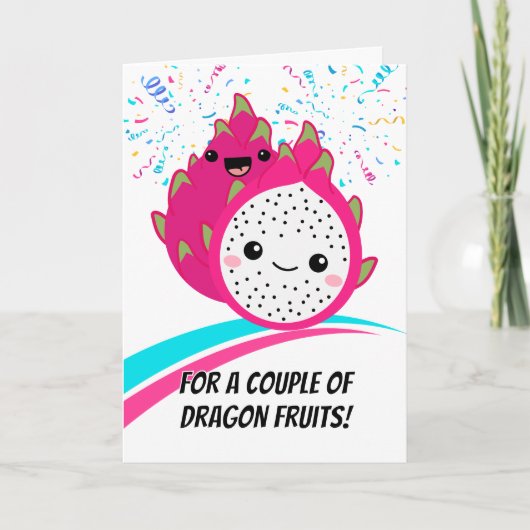 Jubileum Schattigee Tropische Dragon Fruit Paar Kaart (Voorkant)