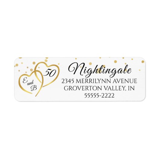 Jubileum Script Hearts Monogram Initiaal Gold Etiket (Voorkant)