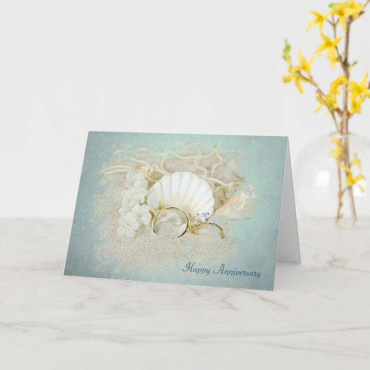 Jubileum Seashells Kaart (Gele Bloem)