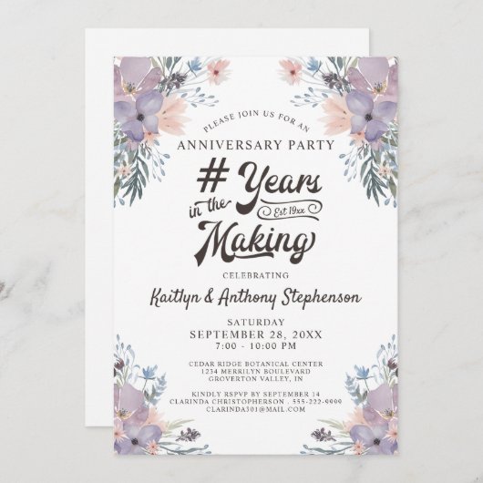 Jubileum Sering Bloemen JAAR IN DE MAKING Kaart (Voorkant / Achterkant)