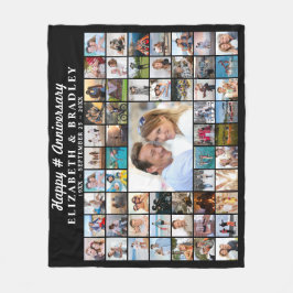 Jubileum Simple Script 59 Photo Collage Fleece Deken