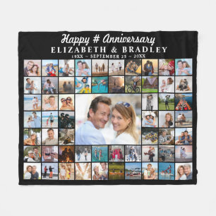 Jubileum Simple Script 59 Photo Collage Fleece Deken