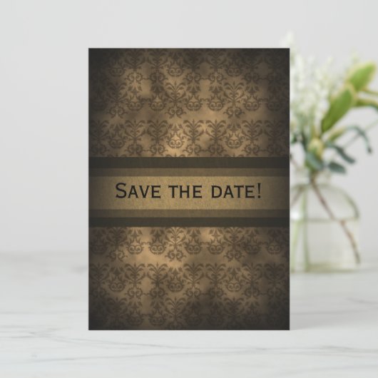  Jubileum Steampunk Damask Save The Date (Staand voorkant)