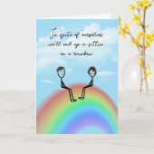 Jubileum stick figuur paar op een regenboog kaart (Gele Bloem)