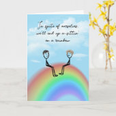 Jubileum stick figuur paar op een regenboog kaart (Gele Bloem)