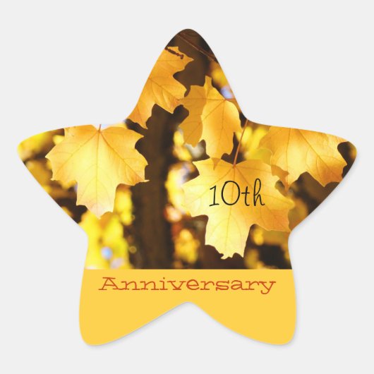 Jubileum stickers zegelen Golden Gele Bladeren (Voorkant)