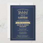 Jubileum Surprise Party Stijlvol Navy Blue Gold Kaart (Voorkant)