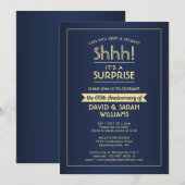 Jubileum Surprise Party Stijlvol Navy Blue Gold Kaart (Voorkant / Achterkant)