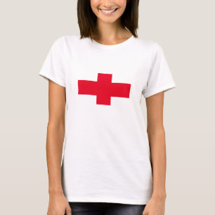 Jubileum T-shirt met rood kruis zoals de vlag van