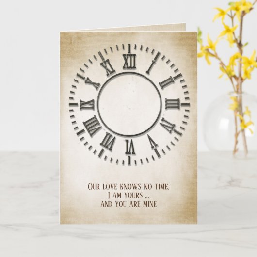 Jubileum Timeless Clock op Sepia Kaart (Gele Bloem)