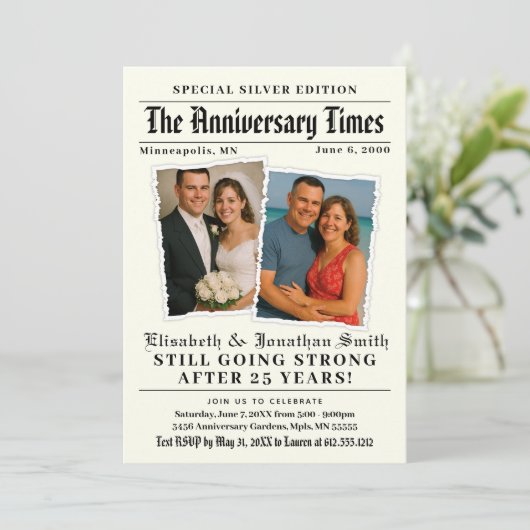 Jubileum Times Newspaper Jubileum Kaart (Staand voorkant)