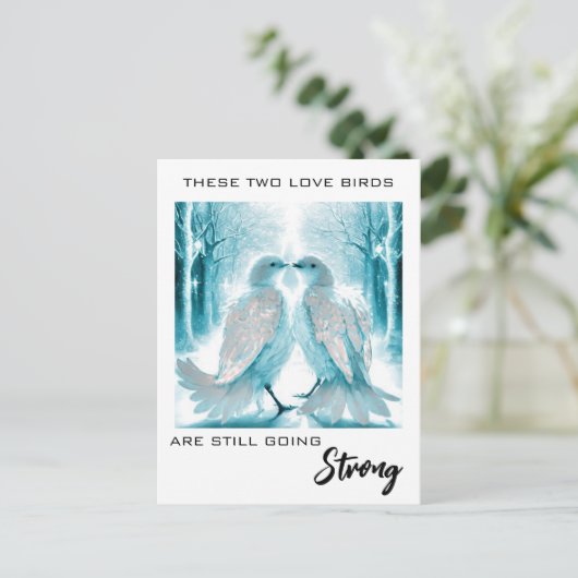 *~* Jubileum Tortelduifjes AP54 Art Winter Briefkaart (Staand voorkant)