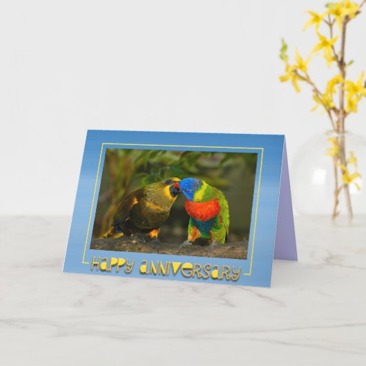 Jubileum Tortelduifjes Card Kaart (Gele Bloem)