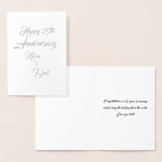 Jubileum tussen moeder en vader Silver Wedding Folie Kaarten (Display)