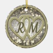 Jubileum twee hart keramisch ornament (Voorkant)