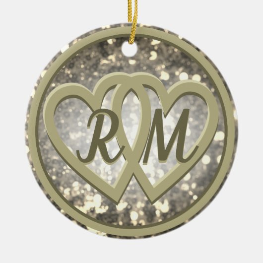 Jubileum twee hart keramisch ornament (Voorkant)