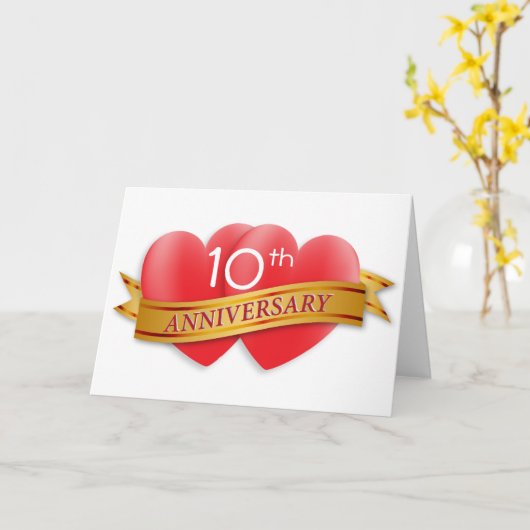 Jubileum twee harten kaart (Gele Bloem)