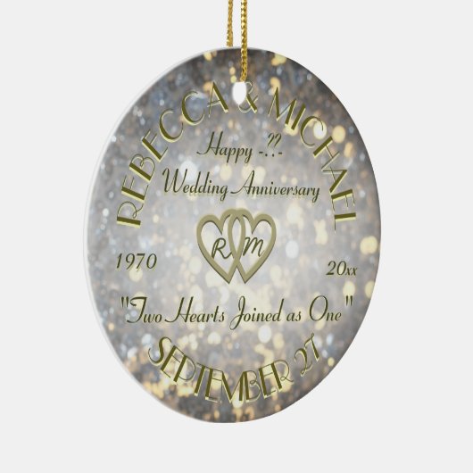 Jubileum twee harten keramisch ornament (Rechts)