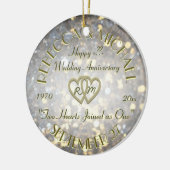 Jubileum twee harten keramisch ornament (Links)