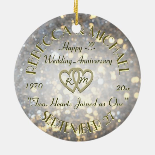 Jubileum twee harten keramisch ornament (Achterkant)