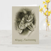 Jubileum: Twee Katten van Bengalen, het Originele Kaart (Gele Bloem)