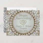 Jubileum Uitnodiging | Goudhartmonogram (Voorkant / Achterkant)