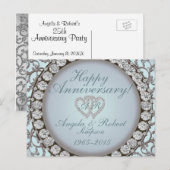 Jubileum Uitnodiging | Teal Monogram Briefkaart (Voorkant / Achterkant)