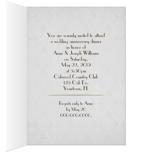 Jubileum uitnodiging voor een diner met foto-lijst (Binnen (Rechts))