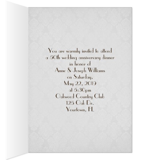 Jubileum uitnodiging voor een diner met foto-lijst (Binnen (Rechts))