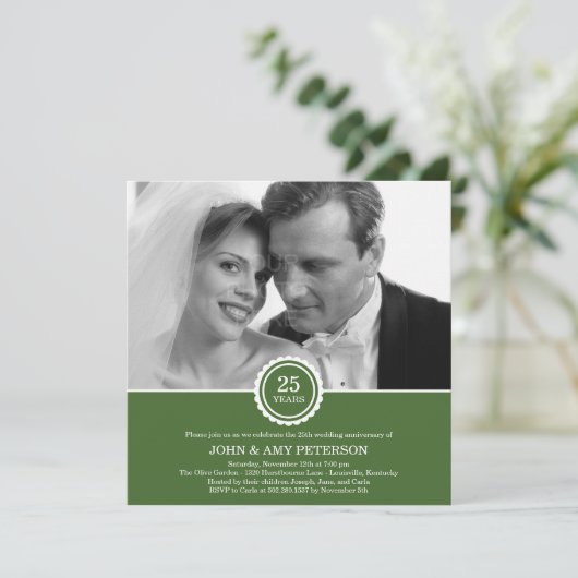 Jubileum Uitnodiging Wonderful Years (Groen) (Staand voorkant)