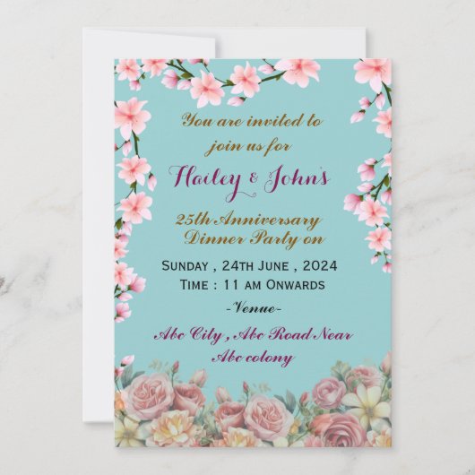 Jubileum-uitnodigingen voor bruiloft kaart (Voorkant)