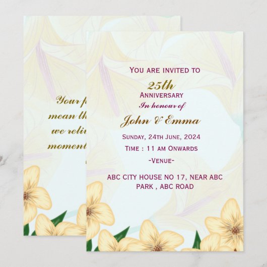 Jubileum-uitnodigingen voor bruiloft kaart (Voorkant / Achterkant)